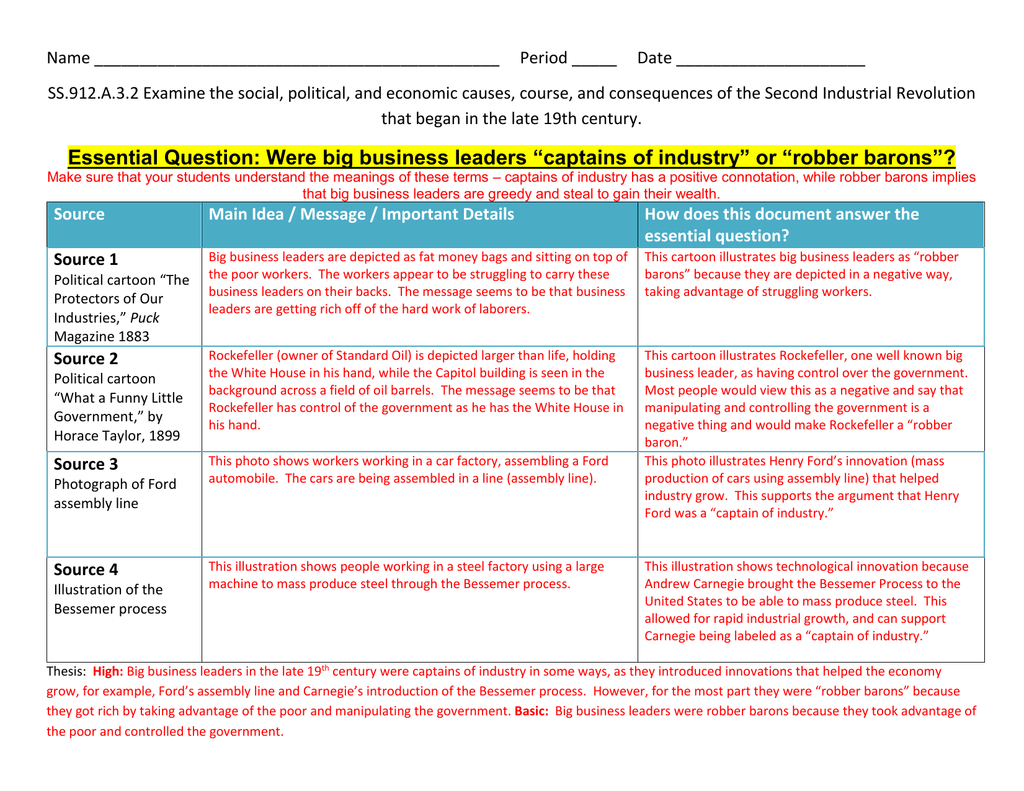 Dbq Document Analysis Chart Were Andrew Carnegie