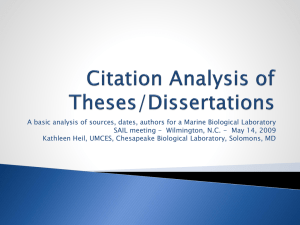 Citation Analysis of Theses/Dissertations