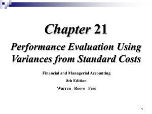 Performance Evaluation Using Variances from Standard Costs