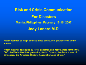 Risk and Crisis Communication for Disasters