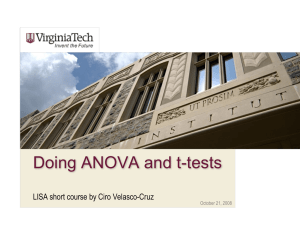 Doing ANOVA and t-tests - LISA (Laboratory for Interdisciplinary