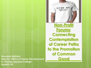 Non-Profit Forums: Connecting Contemplation of Career Paths to
