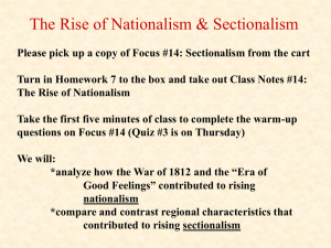 Rise of Nationalism & Sectionalism