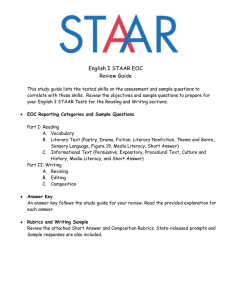 STAAR English I Expository Writing Rubric