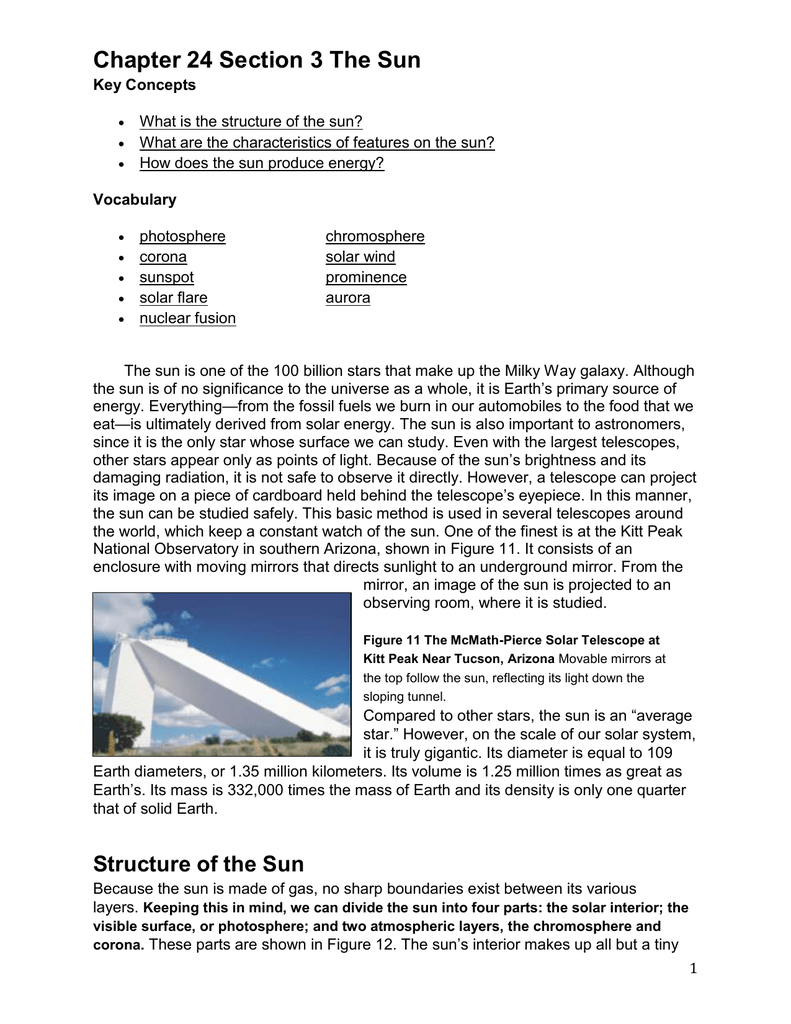 Chapter 24 Section 3 The Sun