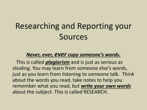 Researching and Reporting your Sources