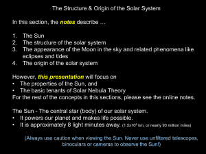 Presentation: The Sun and Solar Nebula Theory