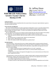 PLSK 440-110 Political Ethics - Texas A&M University