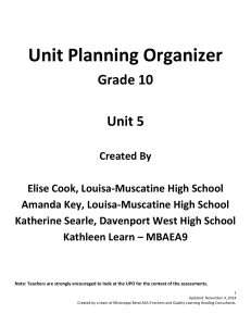 Unit 5 UPO - Grade 10 - Mississippi Bend AEA