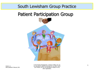 PPG Presentation - South Lewisham Group Practice