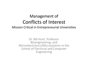Management of Conflicts of Interest Mission Critical in - T