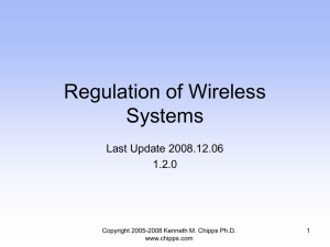 Regulation of Wireless Systems - Kenneth M. Chipps Ph.D. Web Site