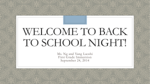 Welcome to back to school Night!