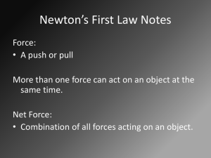Newton's First Law Notes