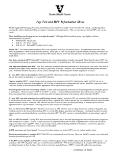 Cheat sheet on Pap Smears and HPV