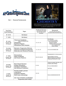 AP Chem Assignment Sheet Unit 1 Chemical Fundamentals Day
