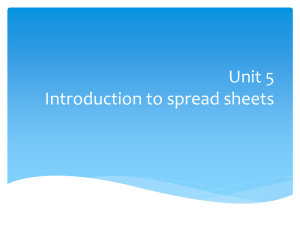 Unit 5 - Introduction to Spreadsheets