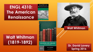 Walt Whitman - The Homepage of Dr. David Lavery