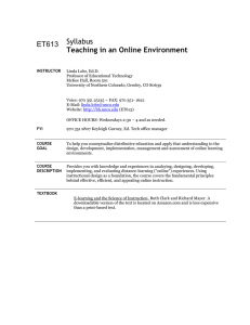 Syllabus Teaching in an Online Environment