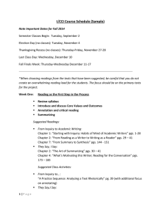 I/CCI Course Schedule (Sample) - Rowan First