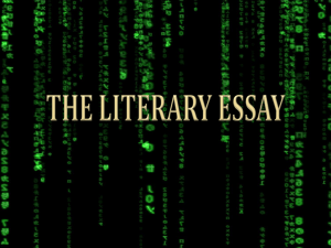 The Literary Essay - HRSBSTAFF Home Page