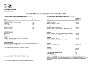 (IB) Diploma Programme 2013 - 2016