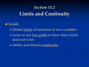 Section 11.2 Limits and Continuity