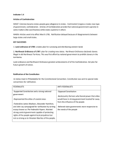 Indicator 1.4 Articles of Confederation WHAT: Colonies became