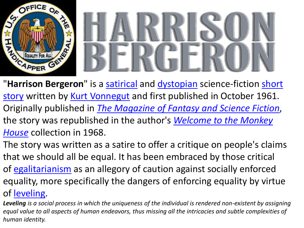  Irony In Harrison Bergeron What Are Two Examples Of Verbal Irony In 