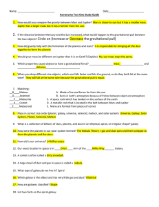 Answer to Study Guide for Astronomy Test 9-10-15