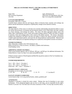 MBA 613: ECONOMIC POLICY AND THE GLOBAL ENVIRONMENT