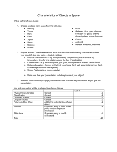 Characteristics of Objects in Space - project description