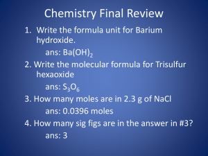 Chemistry Final Review Spring