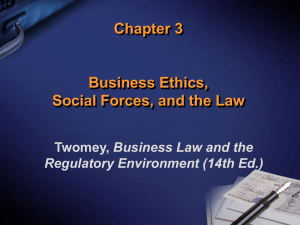 Chapter 3 Business Ethics, Social Forces, and the Law