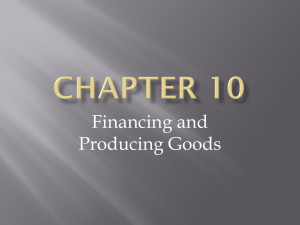 Chapter 10- Financing and Producing Goods
