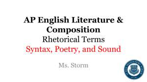 AP English Literature & Composition Rhetorical Terms Syntax