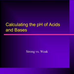 Calulating the pH of Acids and Bases