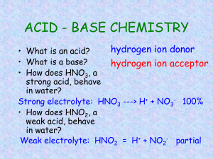 ACID - BASE CHEMISTRY