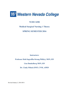 NURS 165 (All Sections): Medical Surgical Nursing I Theory