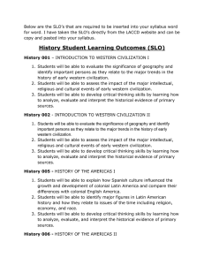 History Student Learning Outcomes (SLO)