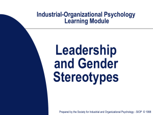 Gender - Society for Industrial and Organizational Psychology