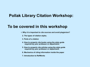 Citation Workshop - Pollak Library