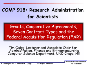 Grants, Cooperative Agreements, Seven Contract Types and the