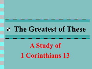 The Greatest of These - GETTYSBURG CHURCH OF CHRIST