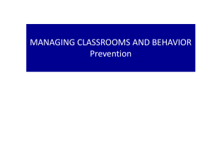 Managing Classrooms and Behavior Part 1 Prevention