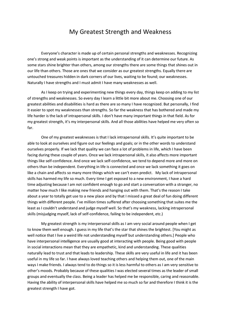 essay about strength of character