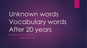 Unknown words Vocabulary words After 20 years