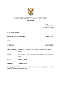 THE SUPREME COURT OF APPEAL OF SOUTH AFRICA