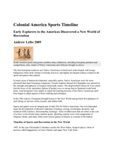 Colonial America Sports Timeline