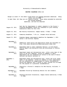 University of Massachusetts Amherst MASTER CALENDAR 2011